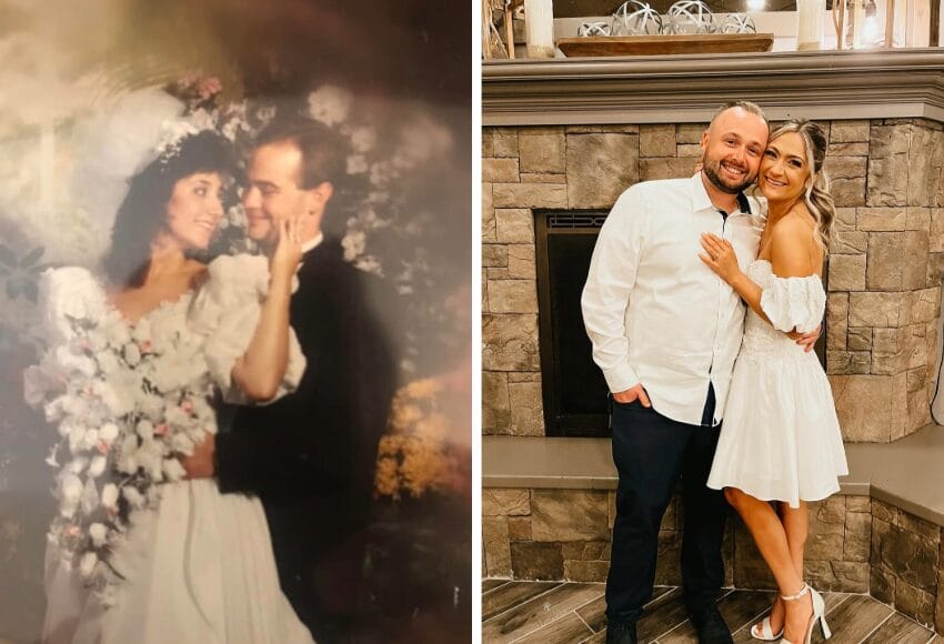 Danielle Hewitt made her mother's 1990 wedding gown into a modern rehearsal dinner dress.
