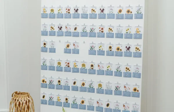 A Garden Party Wedding Complete With a ‘Please Be Seeded’ Seating Chart