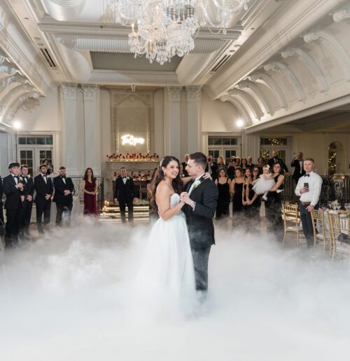 The wedding of Just One Speech, a Private Cake-Cutting and CO2 Cannons at This Timeless Wedding