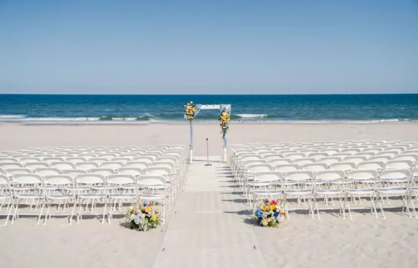 Colorful Florals And a Beautiful Beach Ceremony at This Shore Wedding