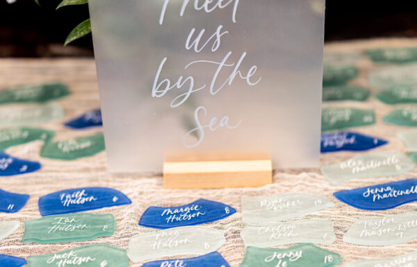 This Shore-Loving Couple Had a Sea Glass Seating Chart at Their Wedding