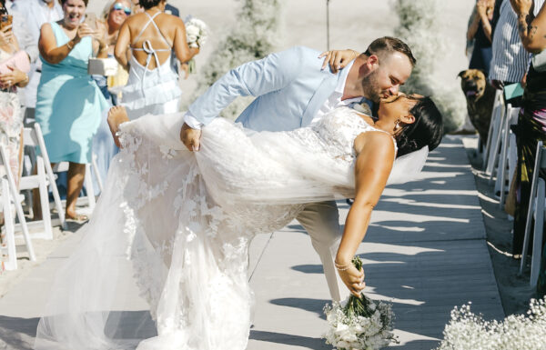 A Waterfront Ceremony, Beach Tag Seating Chart and Stunning Sunset Portraits