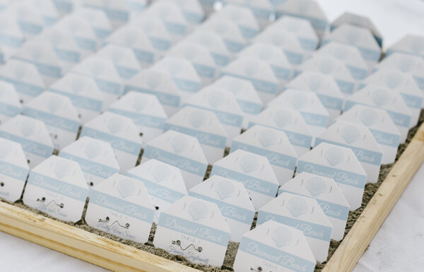 A Waterfront Ceremony, Beach Tag Seating Chart and Stunning Sunset Portraits