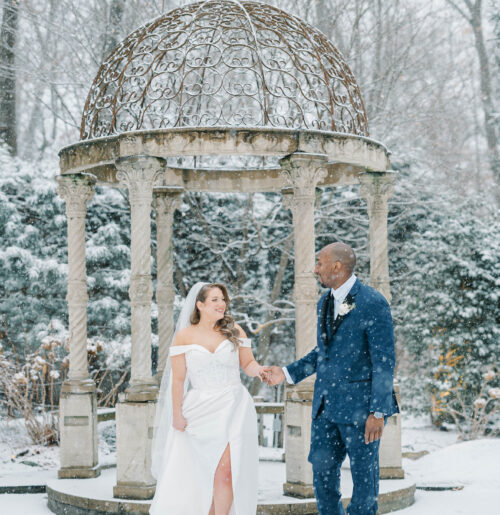 The wedding of It Snowed For Their First Look, Setting The Scene For a Sophisticated Winter Wedding