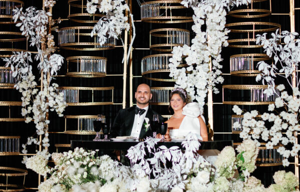 A Standout Sweetheart Table at This Black-And-White Wedding