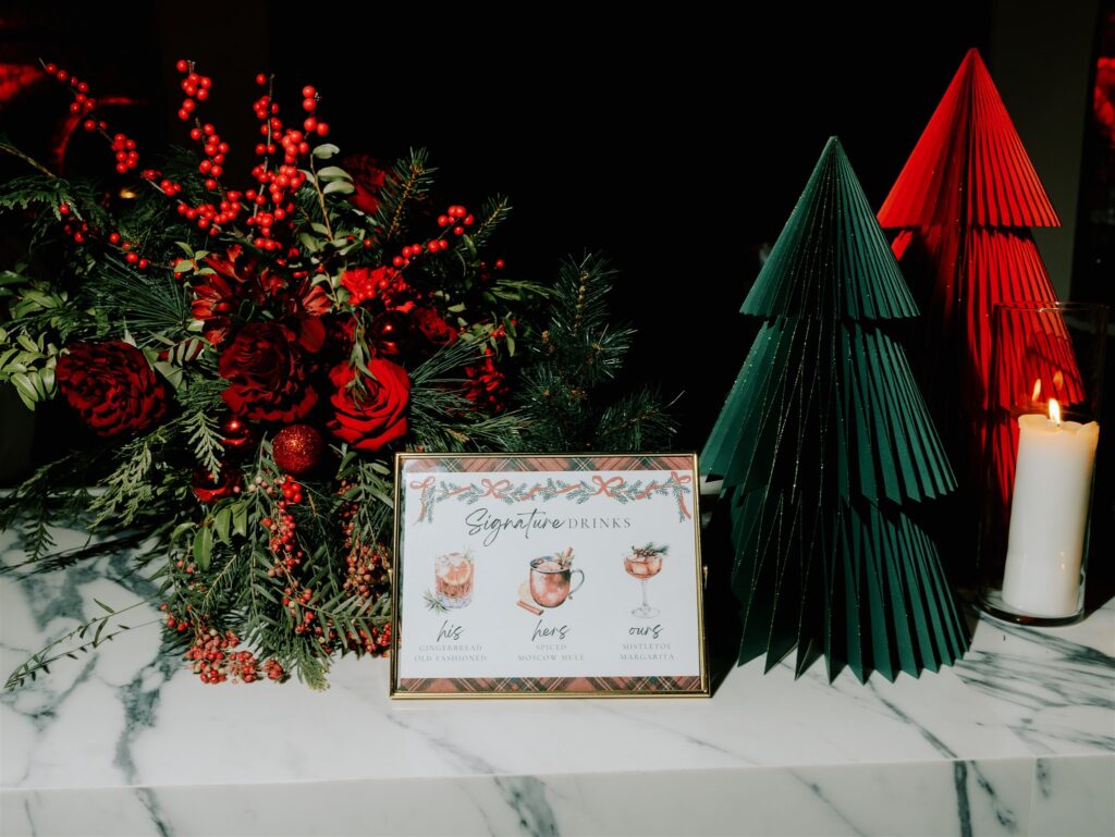 A Christmas-themed wedding at TillingHouse in New Jersey.