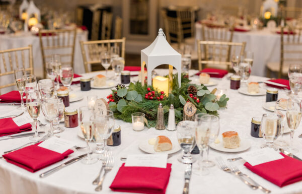 A Christmas-themed wedding at Olde Mill Inn in Basking Ridge, New Jersey.