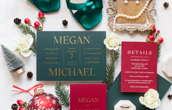 A Christmas-themed wedding at Olde Mill Inn in Basking Ridge, New Jersey.