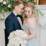 Lots of Disco Balls & a Blue Wedding Gown at This Wedding in a Restored Bank