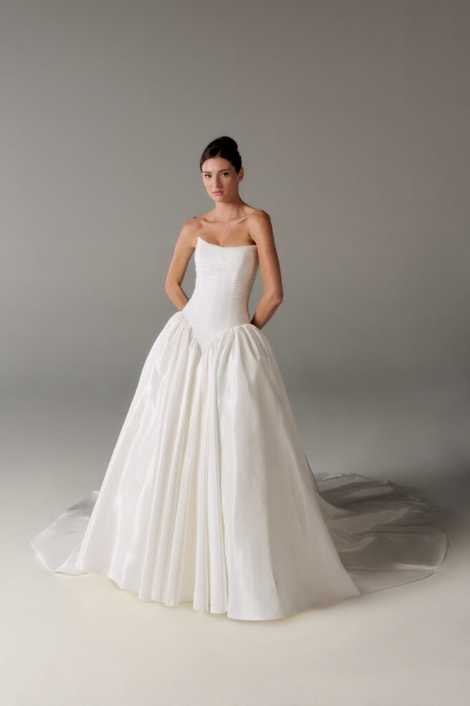 Justin Alexander Spring 2027 gowns during New York Bridal Fashion Week.
