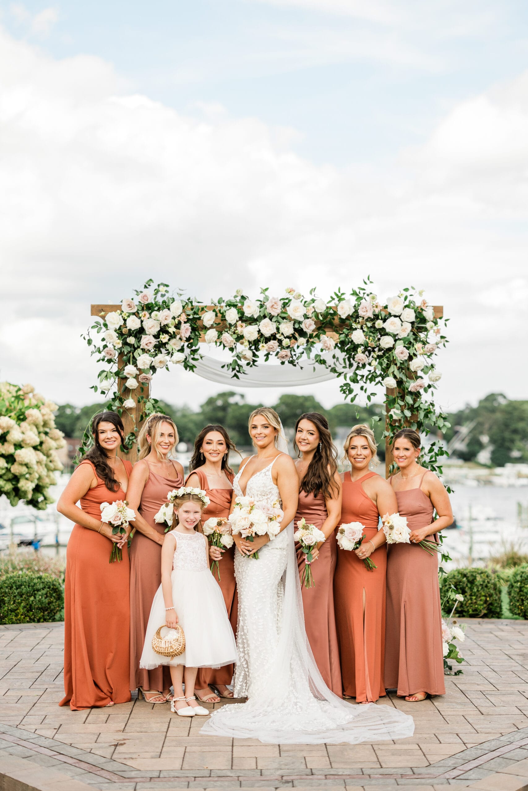 A pretty pink and white wedding at Crystal Point Yacht Club.